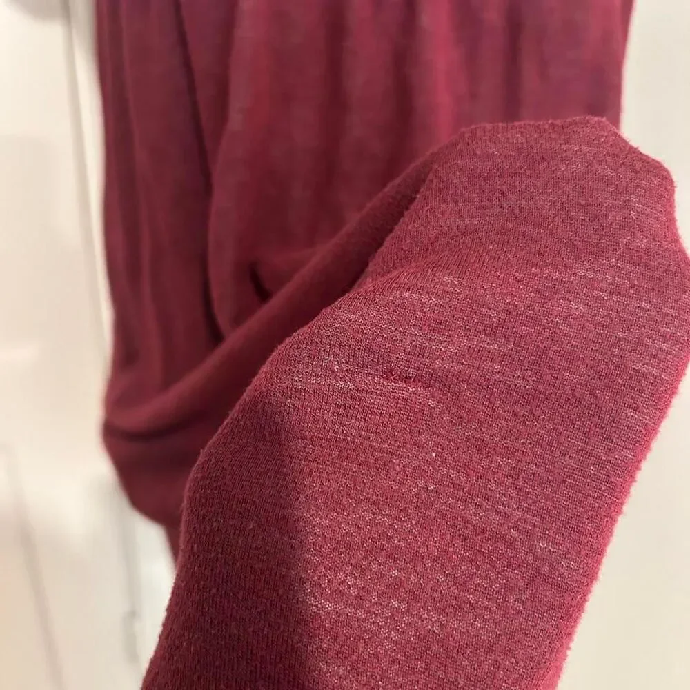 Vtg 90s Free People Women's Burgundy Babydoll Short Sleeve Dress Small